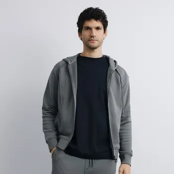 Pánská mikina Reserved - Mikina na zip s kapucí - pudrově zelená - 377HM-97X - 377HM-97X-L