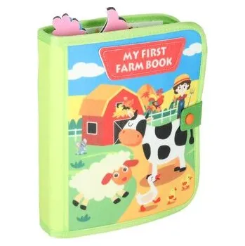 Hračka pro nejmenší Senzorická látková knížka farma s aktivitami a prstovými maňásky