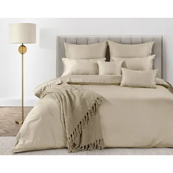 Povlečení MAKOSATENOVÉ POVLEČENÍ EVA MINGE ELEGANT1D 200X220 CM, 2 KS 70X80 CM BÉŽOVÉ