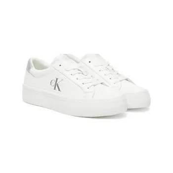 Dámské tenisky Sneakersy Calvin Klein Jeans Vulc Flatf Lth Silver Logo Tag YW0YW01877 Bílá 35