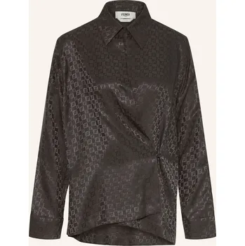 Dámské oblečení Fendi Dámská Halenka Camicia Chess Z Hedvábí, tmavě hnědá, 36