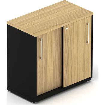 Policová skříň Skříň kancelářská EPIC, posuvné dveře, 2 police, šířka 120 cm, výška 77,7cm (Kancelářská skříň s 2 policemi, výškou 77,7cm a šířkou 120cm, dveře posuvné)