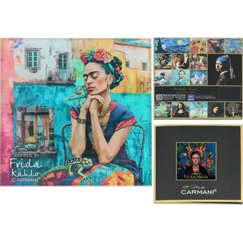 Obraz Carmani, skleněná podložka 11,5x11,5 cm inspirovaná malbami FRIDY KAHLO
