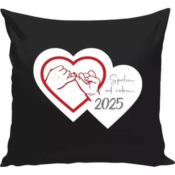 Polštář Polštář černý 40x40 cm Přísaháme na malíček - Spolu od roku ...