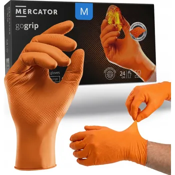 Pracovní rukavice NITRILOVÉ RUKAVICE DÍLENSKÉ ZESÍLENÉ GOGRIP ORANŽOVÉ 50 KS VELIKOST M