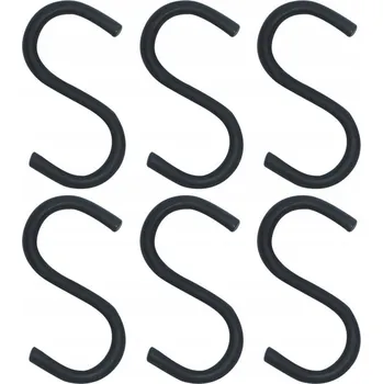 Věšák Háčky na kuchyňskou tyč černé RADKA 7,5 cm 6 ks