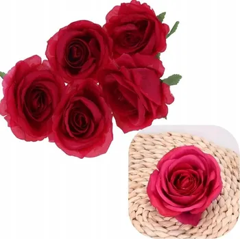 umělá květina RŮŽOVÝ KVĚT UMĚLÉ KVĚTY NA DEKORACI 5 KS TMAVĚ RŮŽOVÉ