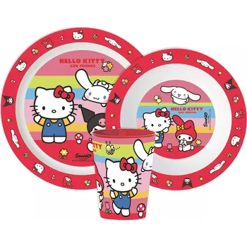 Sada nádobí Kočičí paní Jídelní sada s kočičkou Hello Kitty - miska, talíř, pohár