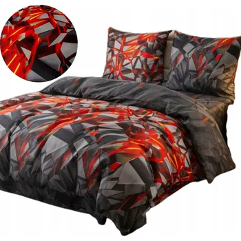 Povlečení Povlečení z mikrovlákna 160x200 Grafitově-červené 22604 160x200