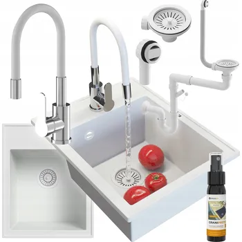 Granitový dřez Jednokomorový dřez Granitan NERO granit bílý