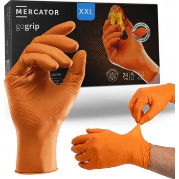 Pracovní rukavice NITRILOVÉ RUKAVICE DÍLENSKÉ ZESÍLENÉ ORANŽOVÉ 50 KS VELIKOST XXL
