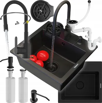 Granitový dřez Jednodřezový granitový dřez Granitan TEOR černý