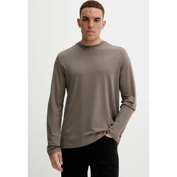 Bavlněné tričko s dlouhým rukávem Calvin Klein LV04LD227G hnědá 88X, vel. S