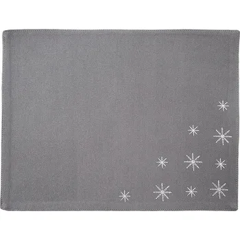 prostírání Prostírání na stůl bavlněné vánoční šedé VLOČKA 33,5x26 cm