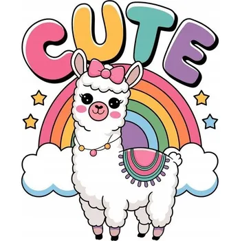 Obraz Nažehlovačka Termo Aplikace Nálepka na Oblečení CUTE SLADKÁ LAMA