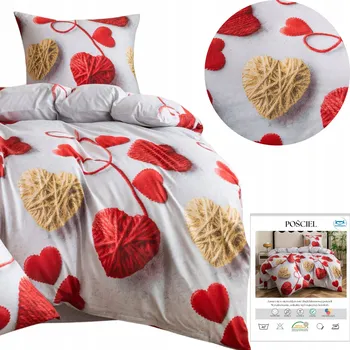 Povlečení Povlečení 160x200 3dílná sada povlak 70x80 saténové Maria srdíčka
