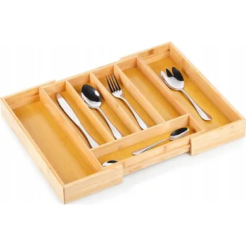 Příborník do zásuvky Organizér na příbory do zásuvky vysouvací bambusová 28-45 x 33,5 cm