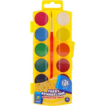 Výtvarná barva AKVARELOVÉ MEDOVÉ BARVY ASTRA 12 BAREV + ŠTĚTEC