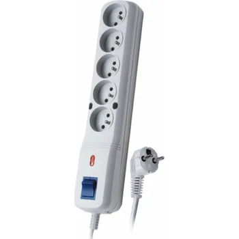 Prodlužovací kabel Lestar LV-530W prodlužovací kabel s ochranou proti přepětí, 5 zásuvek, 5 m šedá (LV530W5 GREY)
