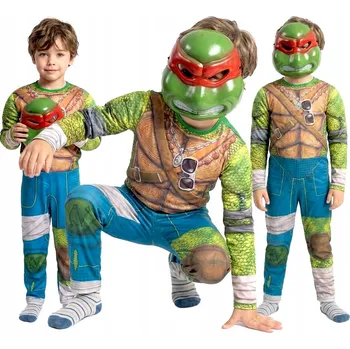 Karnevalový kostým KOSTÝM ŽELVY NINJA BOJOVNÍKA 98 104 MASKA RAPHAEL PŘEVLEK NA PLES