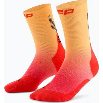 Pánská móda Pánské kompresní ponožky CEP Run Edt. Gradient Mid Cut Compression 5.0 red/marigold fade