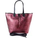 Kožená shopper bag kabelka Vera Pelle SB599R červená