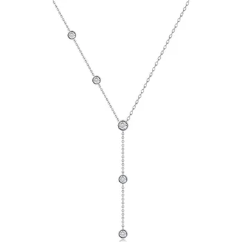Náhrdelník Stříbrný náhrdelník 925 s čirými zirkony a dvěma typy řetízků