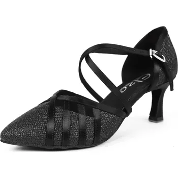 Dámské lodičky Dámské taneční boty Elza - 124 černý brokát 6,5 cm Flare Velikost: 37