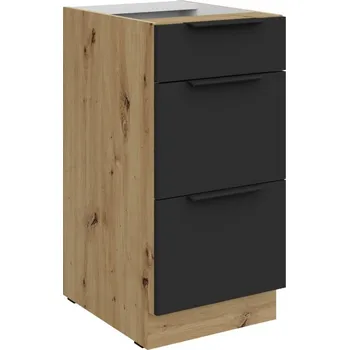 Kuchyňská skříňka Kuchyňská skříňka se šuplíky LUNARA - šířka 40 cm, černá / dub artisan