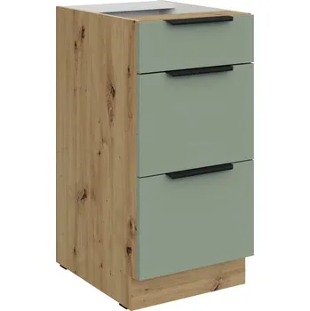 Kuchyňská skříňka Kuchyňská skříňka se šuplíky LUNARA - šířka 40 cm, zelená / dub artisan