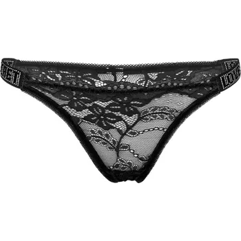 Body Secret Loves krajková tanga s kamínky M černá