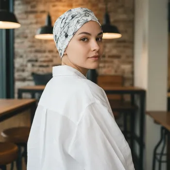 Ebbie Bavlněný turban-style - PIVOŇKY ČERNOBÍLÉ Velikost: 54