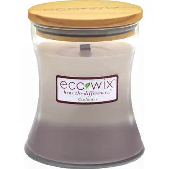 Svíčka Lumante Ecowix vonná svíčka s dřevěným knotem Cashmere váza 398 g