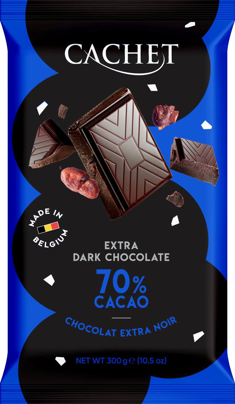 Tabulková čokoláda Cachet - Extra hořká 70%, 300 G