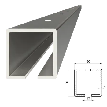 Stavební profil KOVIAN, s.r.o. C profil 60 x 60 x 4 x 3000 mm s otvory, pozinkovaný