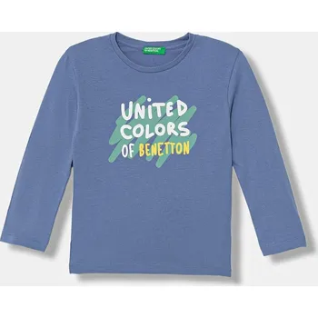 Dětské bavlněné tričko s dlouhým rukávem United Colors of Benetton 3I1XG10LM.P.Stagionale modrá 55X, vel. 90