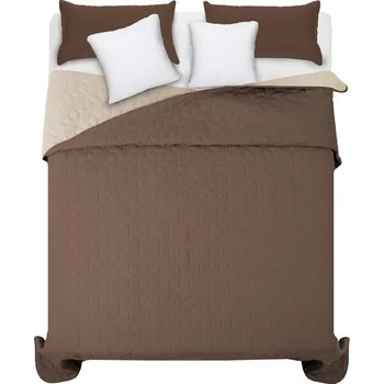 Přehoz na lůžko Oboustranné hnědé přehozy na manželskou postel 200 x 220 cm