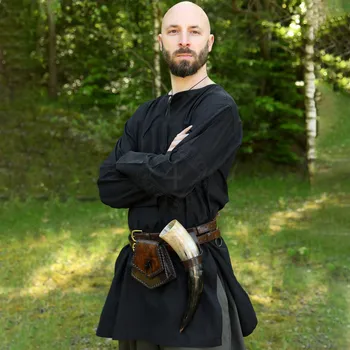 Sběratelství Battle Merchant Středověká spodní tunika Gunther – černá bavlna