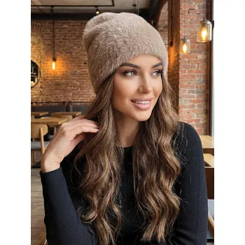 Pokrývka hlavy Dámská alpaková čepice v cappuccino barvě, VELIKOST UNI