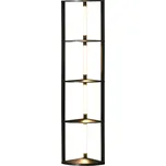 HOMCOM Stojací lampa, LED stojací lampa se 4 policemi, patice E27, 24 W, 3 barvy světla, do obývacího pokoje, ložnice, černá | Aosom