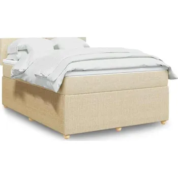 Postel vidaXL Box spring postel s matrací 160x200 cm textil [3287501] Barva: krémová