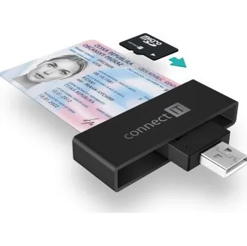 Čtečka paměťových karet CONNECT IT USB čtečka eObčanek a čipových karet, ČERNÁ