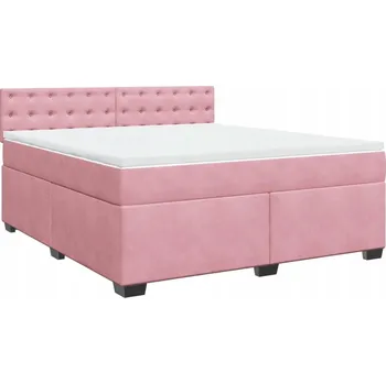 Postel Kontinentální postel 200x180 cm růžová s matrací a topperem bílým