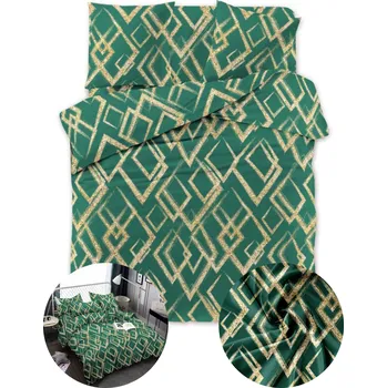 Povlečení Sada povlečení povlečení 160x200 + 2x POVLEČENÍ NA POLŠTÁŘ 70x80 SATÉN LÁHEV ZELEŇ