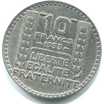 FRANCIE. 10 francs 1933. Ag.