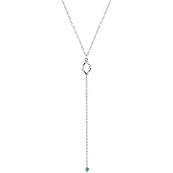 Náhrdelník Stříbrný náhrdelník Y s přívěskem zrnka a přírodním zeleným onyxem