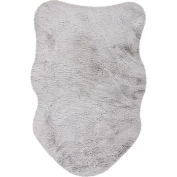 Koberec Happy Dekorační kožešina imitace ovce, umělá kůže, 90 × 60 cm, stříbrná HES800SIL6090