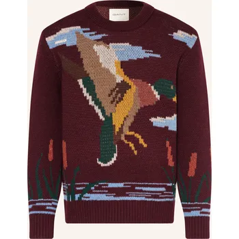 Pánský svetr Gant Pánský Svetr, tmavě červená / světle hnědá / tmavě...