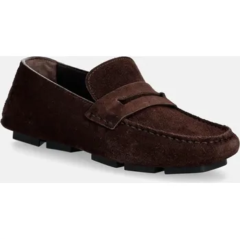 Dámské mokasíny Semišové mokasíny Calvin Klein SQUARE DRIVER SUEDE HW0HW02844 hnědá 89X, EUR 37