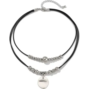 Souprava šperků B-TOP Designový vrstvený náhrdelník s medailonkem a ocelovými korálky